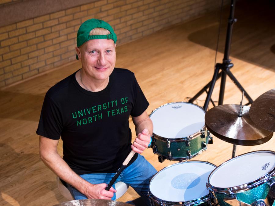 Gregg Bissonette with a drum kit