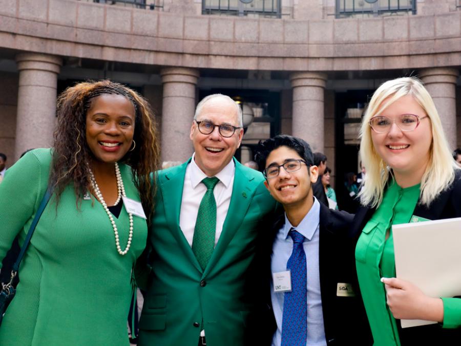 President Smatresk with students at UNT Day at the Capitol in Austin