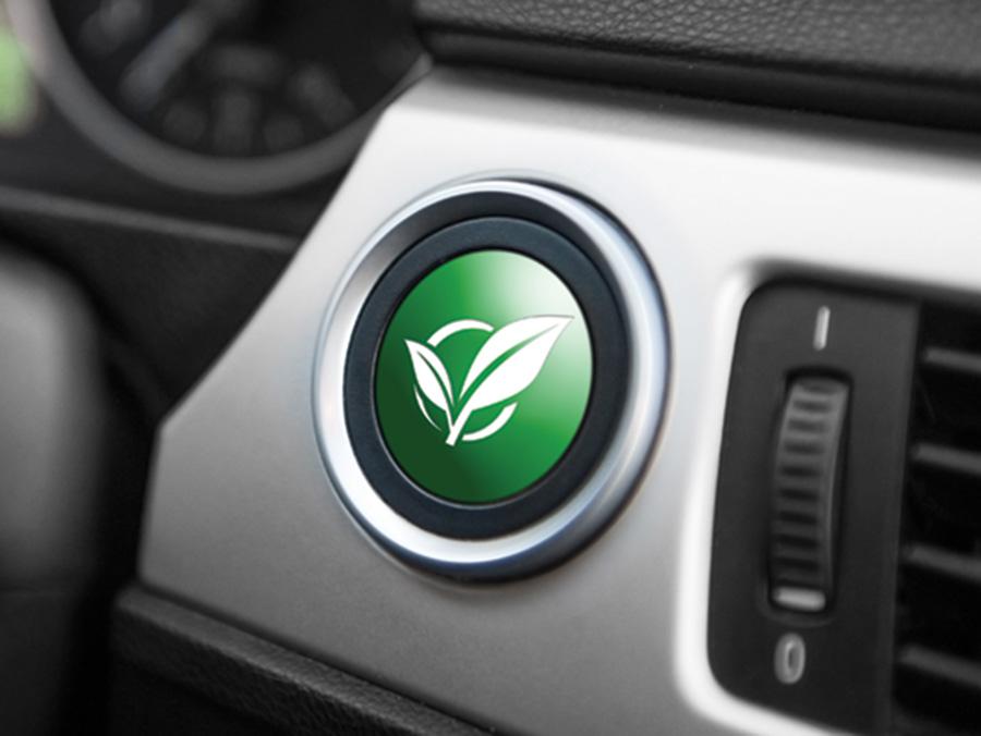Car dashboard with a green ecology button