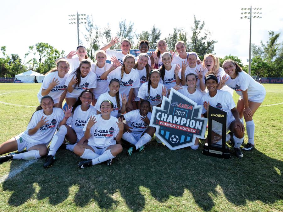 The Mean Green women's soccer team won the 2017 Conference USA Tournament on penalty kicks, 3-1, against the University of North Carolina-Charlotte. (Photo by JC Ridley)