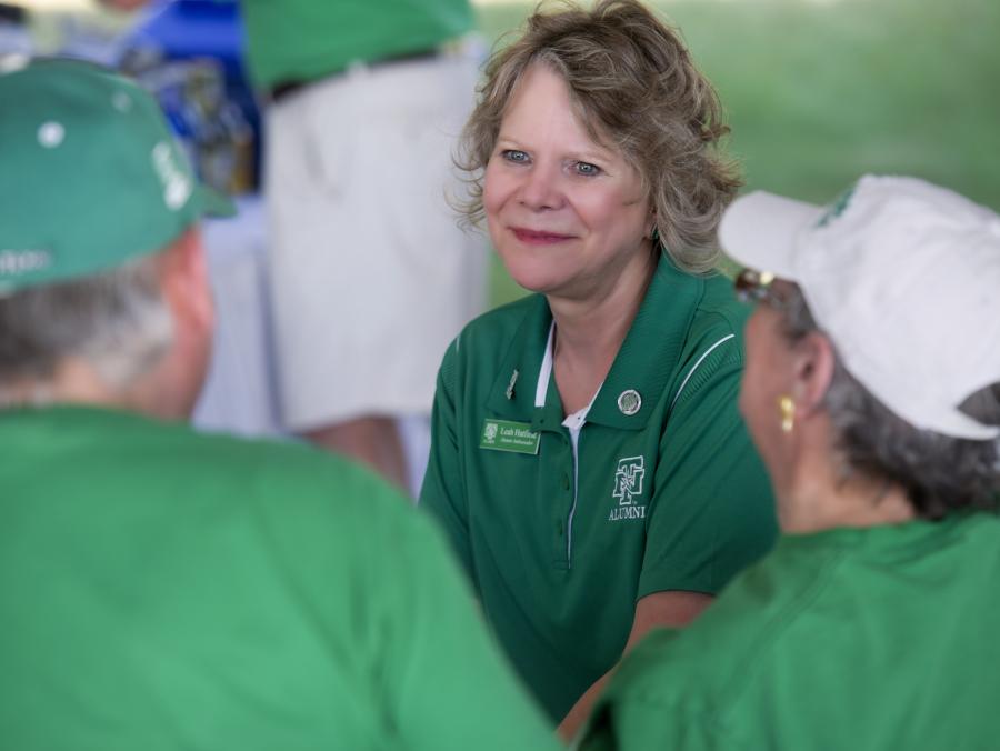 Leah Hatfield talking with others 