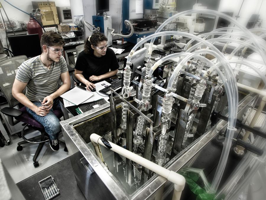 University of North Texas students in a materials science lab of Nandika D'Souza.