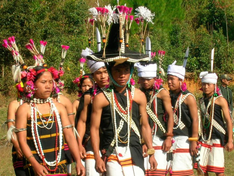 Lamkang villagers performance in traditional clothing