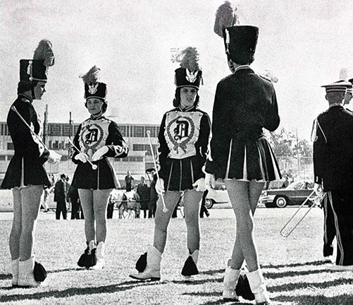 Area majorettes wait for the 1961 Homecoming parade to begin.